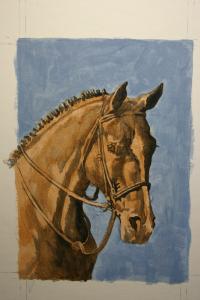 Painting Progression-Horse Portrait in Acrylic-Step 1